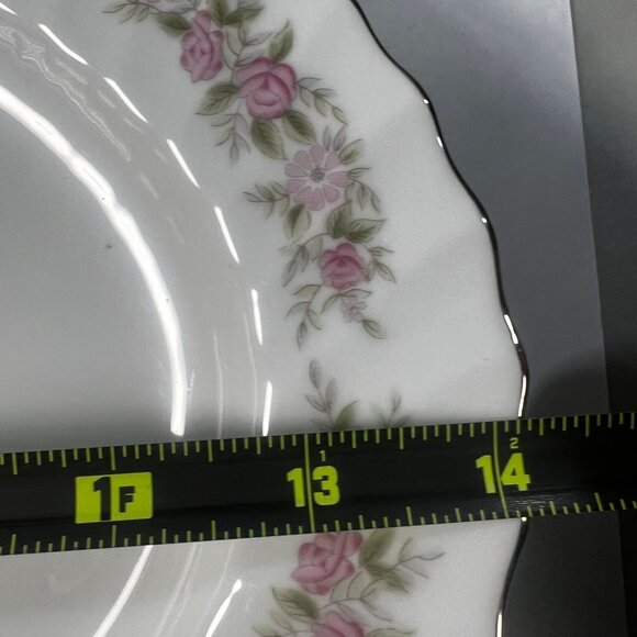 Dansico Teahouse Rose Fine China 14" Oval Platter Pink Lavender Silver Rim 14" - Picture 6 of 6